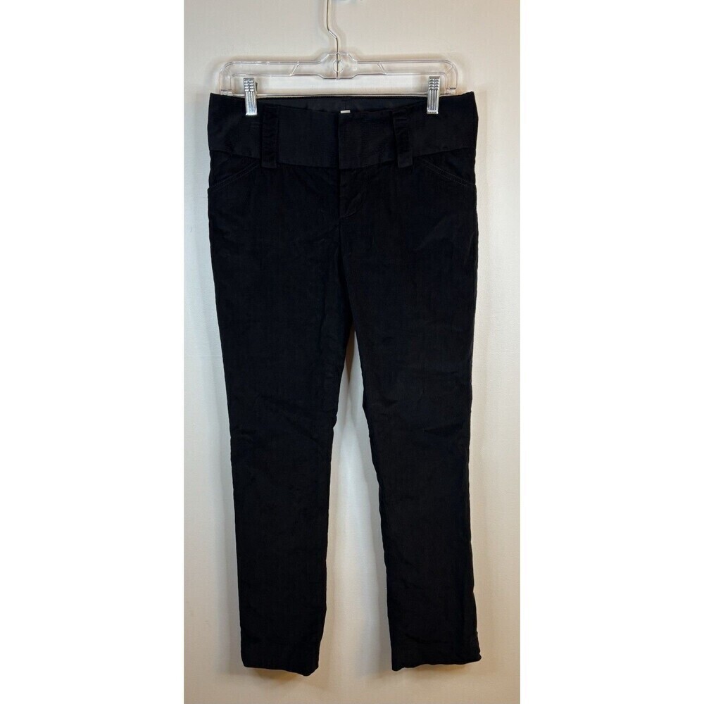 ALICE + OLIVIA Black Corduroy Pants Women 6 Slim Straight Leg Wide Waist Casual